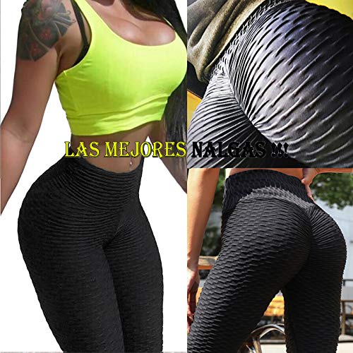 FITTOO Leggings Push Up Mujer Mallas Pantalones Deportivos Alta Cintura Elásticos Yoga Fitness Negro XL