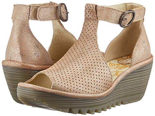 FLY London Yall962fly Sandalias de Punta Descubierta Mujer, Dorado (Luna 004), 42 EU (9 UK)