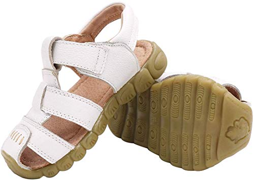 Gaatpot Unisex Niños Sandalias con Punta Cerrada Niña Niño Zapatos Sandalias de Vestir en Cuero Zapatillas Verano Blanco 30.5 EU/31 CN