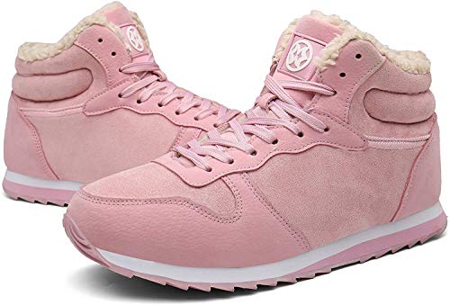 Gaatpot Zapatos Invierno Botas Forradas de Nieve Zapatillas Sneaker Botines Planas para Hombres Adulto Unisex Rosa EU 38 / CN 39