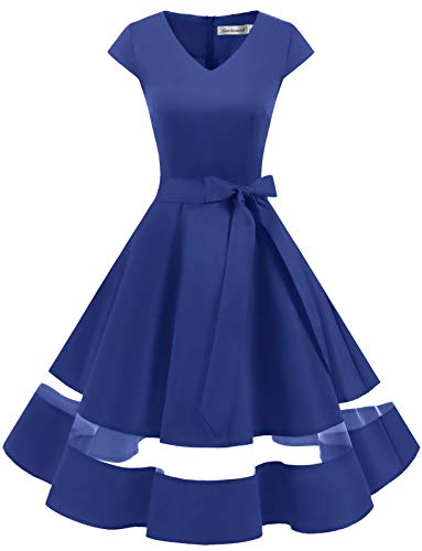 Gardenwed Vintage Vestidos Coctel Corto 50s Vestido de la Fiesta para Mujer Royal Blue 2XL