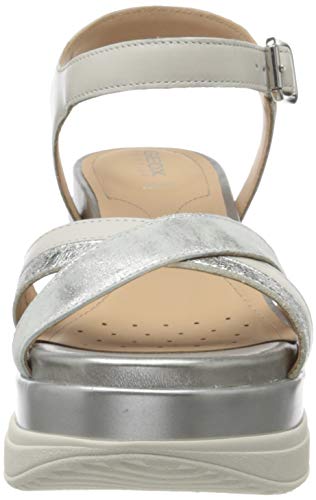 Geox D Gardenia D, Sandalias con Plataforma Mujer, Plateado (Silver/LT Grey C0898), 35 EU