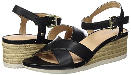 Geox D Ischia Corda C, Sandalias con Punta Abierta Mujer, Negro (Black C9999), 35 EU