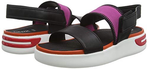 Geox D Ottaya Sandal B, Sandalias de Talón Abierto Mujer, Negro (Black/Orange C0038), 41 EU