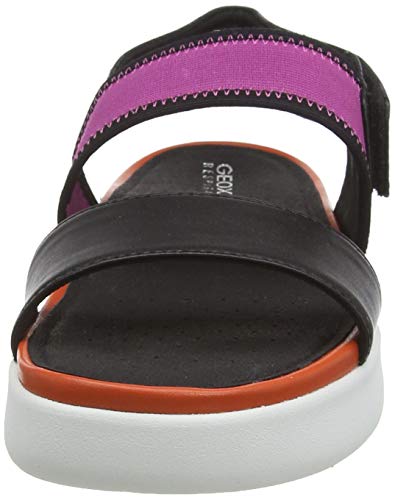 Geox D Ottaya Sandal B, Sandalias de Talón Abierto Mujer, Negro (Black/Orange C0038), 41 EU