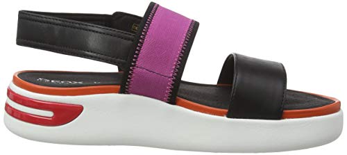 Geox D Ottaya Sandal B, Sandalias de Talón Abierto Mujer, Negro (Black/Orange C0038), 41 EU