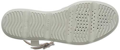 Geox D Pisa D, Sandalias con Punta Abierta Mujer, Plateado (SILVER/OFF WHT C0628), 36 EU