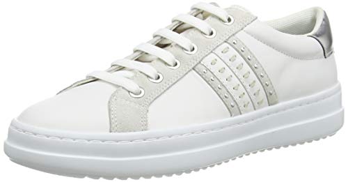 Geox D Pontoise D, Zapatillas Mujer, Blanco (White/Silver C0007), 39 EU