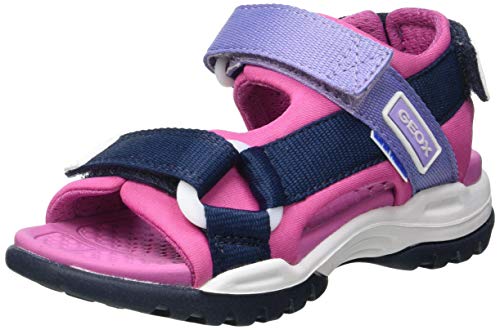 Geox J Borealis Girl A, Sandalias Deportivas, Azul Marino, Fucsia, 27 EU