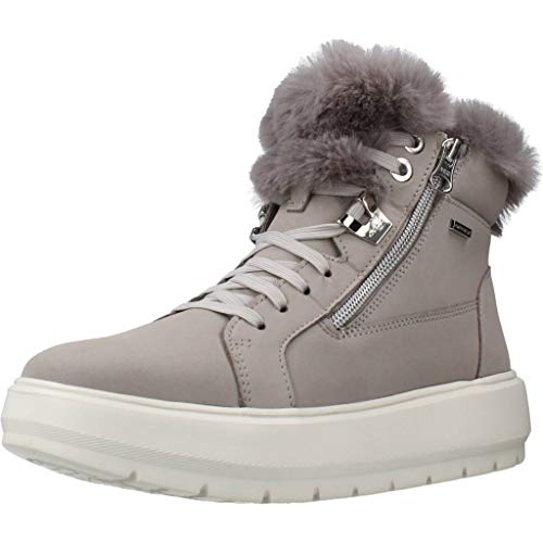 Geox Mujer Botas Kaula ABX, señora Botas de Invierno,Botas de Nieve,Forradas,Removable Insole,Impermeable,Transpirable,LT Grey,39 EU / 6 UK