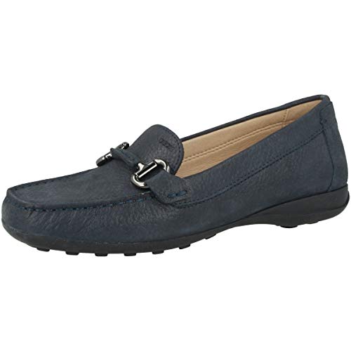 Geox Mujer Mocasines EUXO, señora Zapatillas,Pantuflas,Zapatos Bajos,Zapatos universitarios,Zapatos de Negocios,Removable Insole,Blau,38 EU / 5 UK