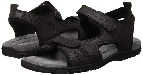 Geox UOMO Sandal Strada A, Sandalias con Punta Abierta Hombre, Black (Black C9999), 42 EU