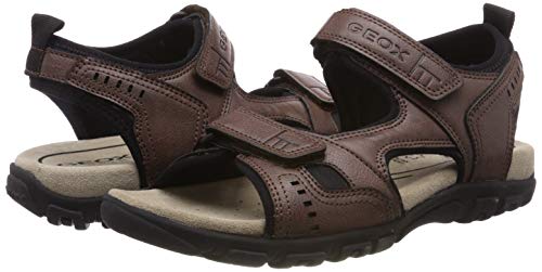 Geox UOMO Sandal Strada A, Sandalias con Punta Abierta Hombre, Brown (Coffee C6009), 46 EU