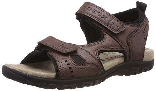 Geox UOMO Sandal Strada A, Sandalias con Punta Abierta Hombre, Brown (Coffee C6009), 46 EU