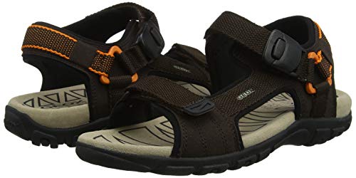 Geox UOMO Sandal Strada B, Sandalias con Punta Abierta Hombre, Marrón (Coffee/Orange C0607), 46 EU