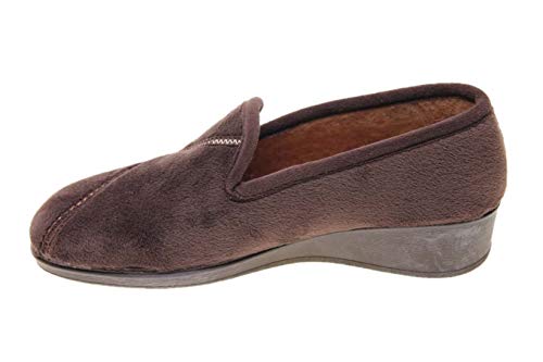 Germen - Zapatilla Cerrada Casa Terciopelo Hechas EN ESPAÑA cuña 4cm (37 EU, Marron, Numeric_37)