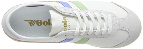 Gola Bullet Trident, Zapatillas Mujer, Patina Blanca Verde Vista Azul, 38 EU