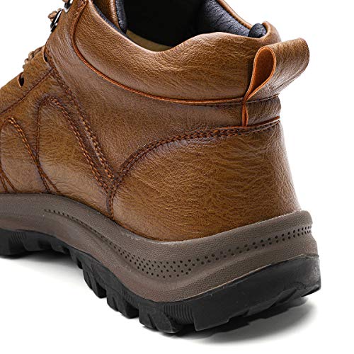 gracosy Botas de Nieve Hombre Invierno Botas Chukka Zapatilla de Trekking PU Cuero Chelsea Casual Lana Calentitas Espesar Zapatos de Padre Antideslizante Forradas por Dentro