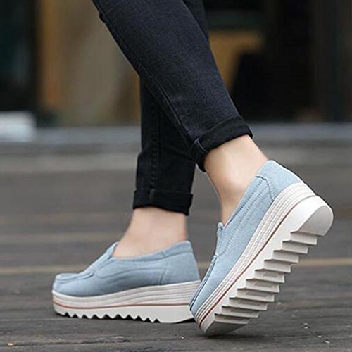 gracosy Mocasines Mujeres Cómodos Zapatos de Cuña de Gamuza Suave Toning Rocker Plataforma Oculta Talón Zapatillas de Deporte Casual Moda Zapatos de Conducción