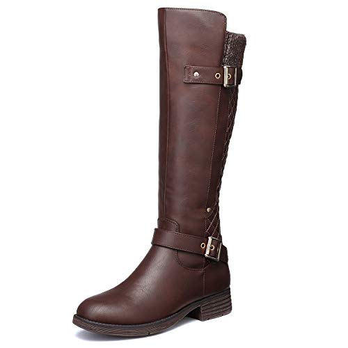 gracosy Rodilla Alta Botas Mujer Tacón Bajo Zapato Señoras Nieve Botas Mujer Botas de Cuero Piel Forrado Invierno Cálidas Antideslizante Hermoso Cremallera Casuales