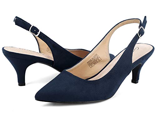 Greatonu Zapatos de Tacón Azules Suedes de Modas con Hebillas para Mujer Tamaño 38 EU