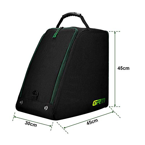 GRM Bolsa para Botas de Esquí con Compartimiento para Casco, Completamente Acolchada, Resistente al Agua, Negro, Tamaño Grande 45 x 30 x 45 cm