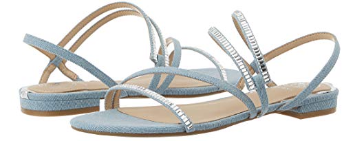 Guess RAVENA3/SANDALO (Sandal)/Fabri, Sandalias Planas Mujer, Azul Claro, 38 EU