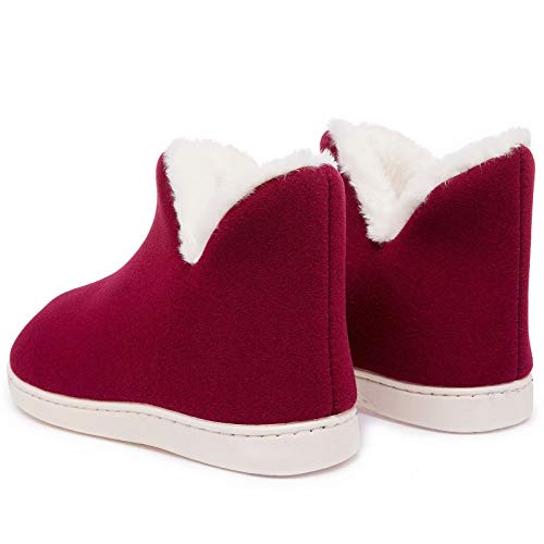 GURGER Botas de Estar por Casa Mujer Invierno Botas Pantuflas de Casa Altas Zapatillas de Casa Calentitas Botines,Rojo 38 39