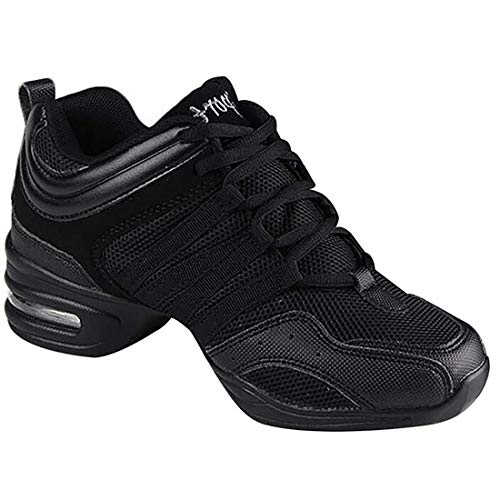 GYUANLAI Zapatos De Baile para Mujer Zapatos Deportivos Zapatos Modernos De Jazz Suela Antideslizante De PU Cómoda Malla Acoplamiento con Cordones Zapatillas De Deporte Ligeras