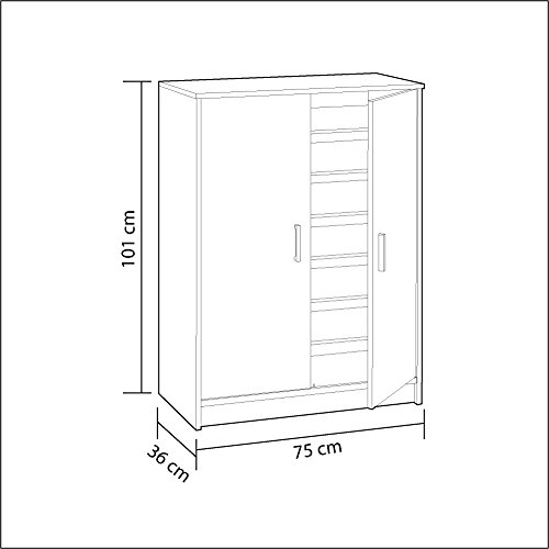 Habitdesign Mueble Zapatero Dos Puertas, Mueble Auxiliar, Modelo Basic Wide, Acabado en Blanco, Medidas: 75 cm (Ancho) x 101 cm (Alto) x 36 cm (Fondo)