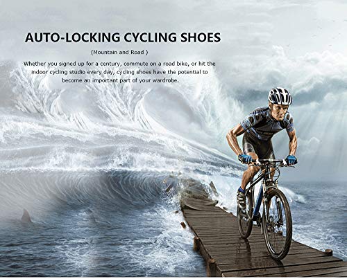 HAOLIN - Zapatillas de ciclismo termomoldeables con bloqueo automático de 3 K de carbono para bicicleta de carretera, color negro - 37,5