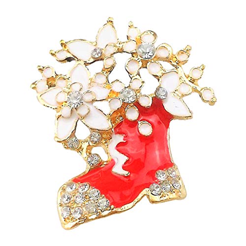 Hellery Broche De Cristal Austriaco Broche De Joyería Preciosa Broche De Pin De Feliz Navidad para Suéter, Vestido, Favores De Fiesta - Bota de Esmalte