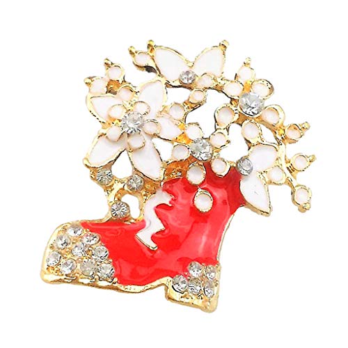 Hellery Broche De Cristal Austriaco Broche De Joyería Preciosa Broche De Pin De Feliz Navidad para Suéter, Vestido, Favores De Fiesta - Bota de Esmalte