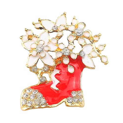 Hellery Broche De Cristal Austriaco Broche De Joyería Preciosa Broche De Pin De Feliz Navidad para Suéter, Vestido, Favores De Fiesta - Bota de Esmalte