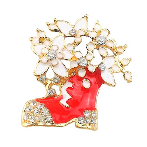 Hellery Broche De Cristal Austriaco Broche De Joyería Preciosa Broche De Pin De Feliz Navidad para Suéter, Vestido, Favores De Fiesta - Bota de Esmalte