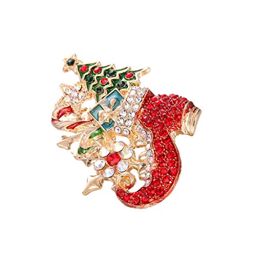 Hellery Broche De Cristal Austriaco Multicolor Joyas Preciosas Broche De Encanto De Pin De Feliz Navidad para Suéter, Vestido, Sombrero, Decoración De Bolsos, Botas de Navidad