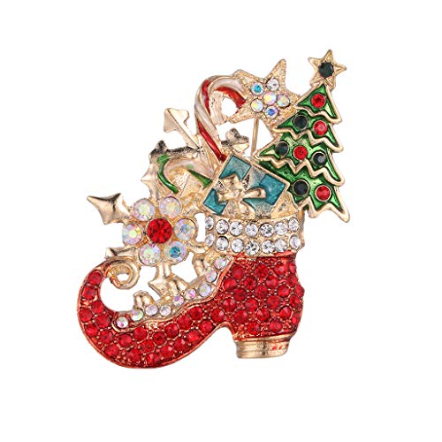 Hellery Broche De Cristal Austriaco Multicolor Joyas Preciosas Broche De Encanto De Pin De Feliz Navidad para Suéter, Vestido, Sombrero, Decoración De Bolsos, Botas de Navidad