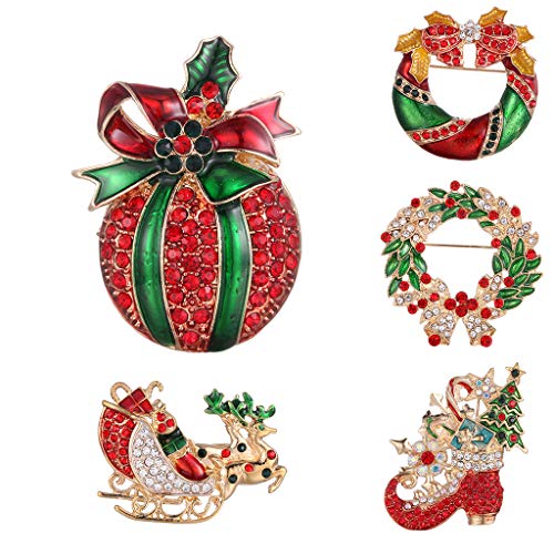 Hellery Broche De Cristal Austriaco Multicolor Joyas Preciosas Broche De Encanto De Pin De Feliz Navidad para Suéter, Vestido, Sombrero, Decoración De Bolsos, Botas de Navidad