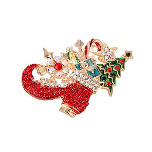 Hellery Broche De Cristal Austriaco Multicolor Joyas Preciosas Broche De Encanto De Pin De Feliz Navidad para Suéter, Vestido, Sombrero, Decoración De Bolsos, Botas de Navidad