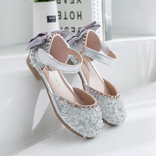 Holibanna Zapatos de Mary Jane para Niñas Sandalias de Princesa Bailarina de Diamantes de Imitación Zapatos de Niña de Las Flores de Brillo Plano para Niños Niñas Vestido de Fiesta Boda