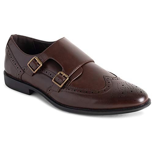 Hombre Queensbury Correa De MEnje Inteligente Oficina Boda Formal Suela De Goma Doble Correa Zapatos - Marrón Brogue - UK8/EU42 - QB0064