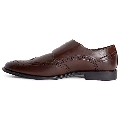 Hombre Queensbury Correa De MEnje Inteligente Oficina Boda Formal Suela De Goma Doble Correa Zapatos - Marrón Brogue - UK8/EU42 - QB0064