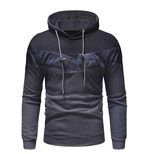 Hombres Sudadera con Capucha Casual Tops Deporte Blusa Manga Larga De Patchwork Blanca Beisbol Divertidas Camuflaje Calavera Camisas Otoño riou