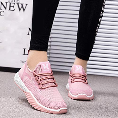 HoSayLike Zapatillas De Deporte para Mujer Superficie Neta Color SóLido Antideslizante Zapatos para Caminar Transpirable Zapatos Casuales Luz Bombas