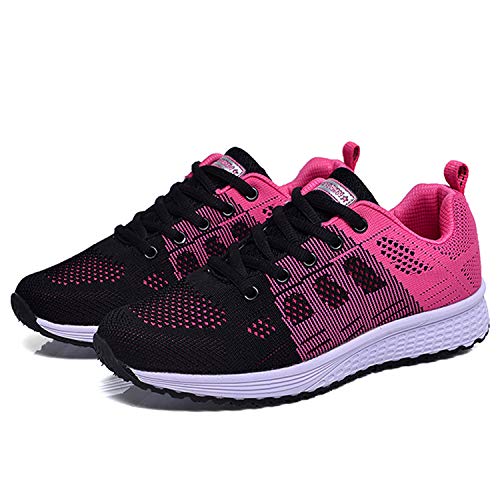 Hoylson Zapatillas de Deportivos para Mujer Running Zapatos Asfalto Ligeras Calzado Aire Libre Sneakers(Rojo, EU 37)