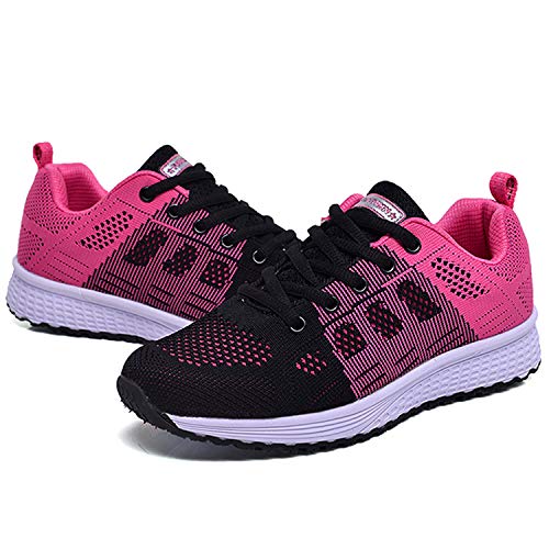 Hoylson Zapatillas de Deportivos para Mujer Running Zapatos Asfalto Ligeras Calzado Aire Libre Sneakers(Rojo, EU 37)