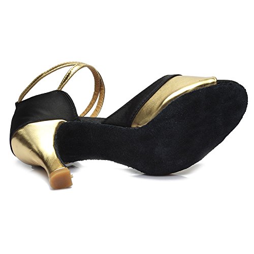 HROYL Mujer Zapatos de Baile Latino Satén Salón de Baile 806 Gold 40 EU