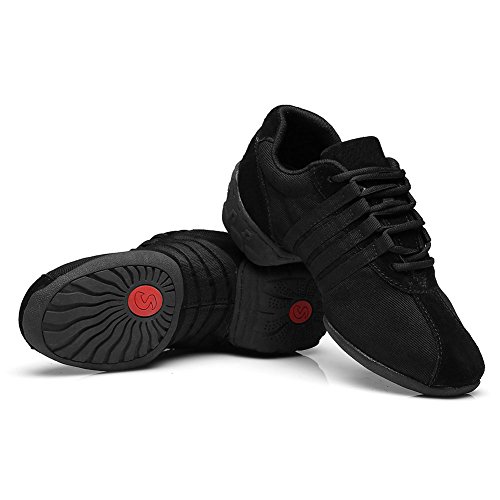 HROYL Mujer Zapatos de Jazz Zapatos de Baile Moderno Zapatos Deportivos Zapatillas de Baile Dance Sneakers el Negro Modelo T01A 38 EU