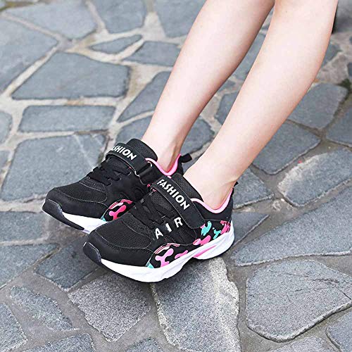 HSNA Zapatillas Deporte Niña Zapatos de Gimnasia Niña pequeñas Running Zapatos Deportivos Aire(Malla Negro 34 EU)