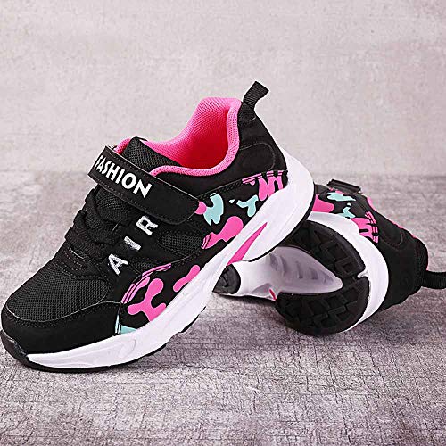 HSNA Zapatillas Deporte Niña Zapatos de Gimnasia Niña pequeñas Running Zapatos Deportivos Aire(Malla Negro 34 EU)